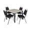 Kee Kee Square Table & Chair Set, Wood, Metal, Vinyl Top, Maple TB3636PLBPBK29BK - alternate 1